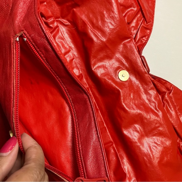 Vintage 80s 90s Red Leather Clutch - Picture 12 of 14